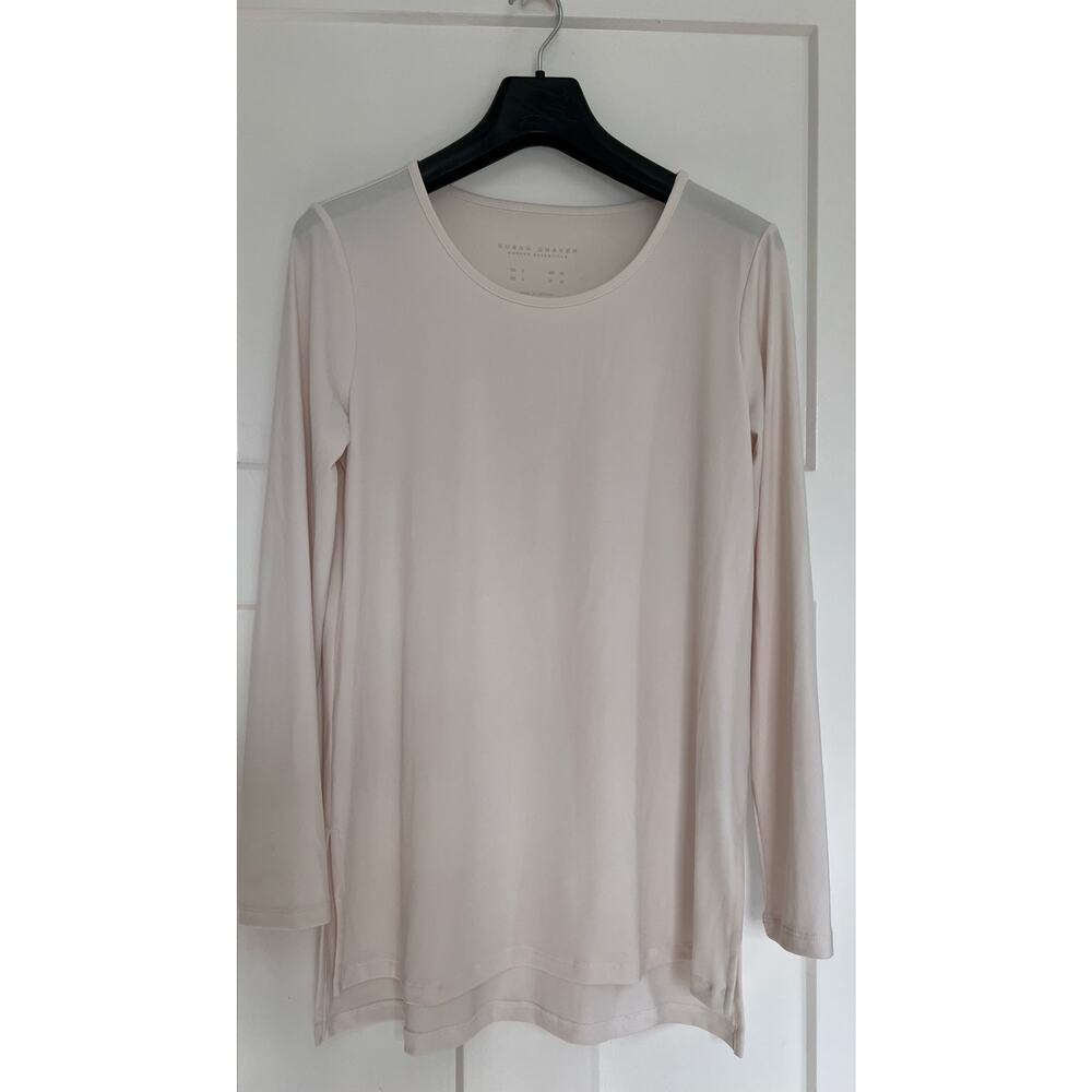 Susan Graver Off White Long Sleeve Blouse Modern Essentials SMALL